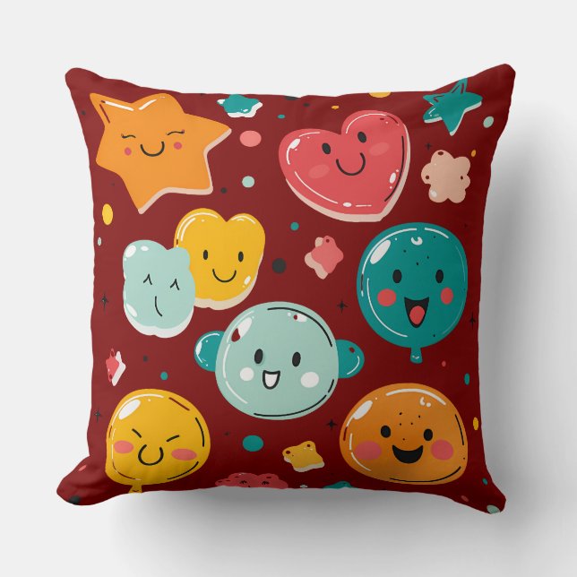 Kawaii Candy Dreams Throw Pillow (Front)