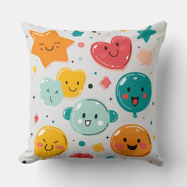 Kawaii Candy Dreams Throw Pillow (Front)