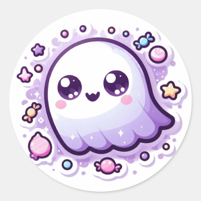 Kawaii Candy Ghost Craft Sticker Cute Spooky Vibe (Front)
