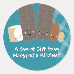 kawaii candy making marshmallows baking gift st... classic round sticker