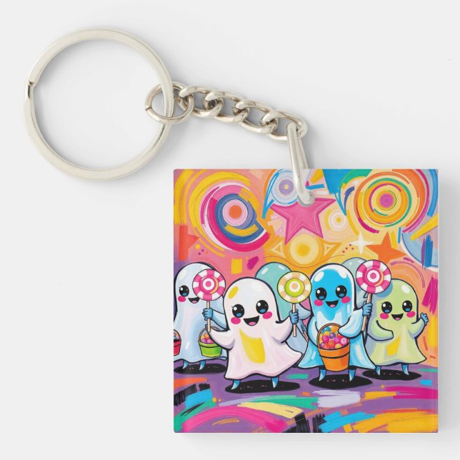 Kawaii Candy Parade  Colourful Cute Cartoon  Key Ring (Front)