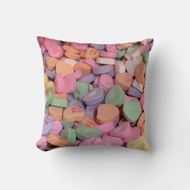 Kawaii Candy Valentine Conversation Hearts Cushion (Front)