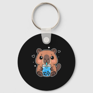 Kawaii Capybara Boba Drink Japanese Cute Anime Cap Key Ring