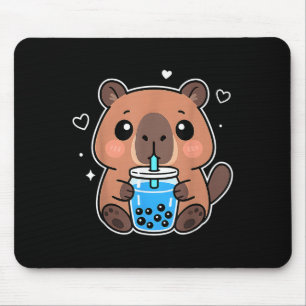 Kawaii Capybara Boba Drink Japanese Cute Anime Cap Mouse Mat