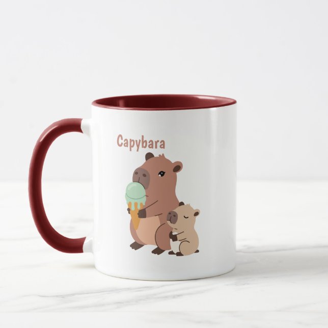Kawaii Capybara Coffee Cup, Funny Animal Gift, Aes Mug (Left)
