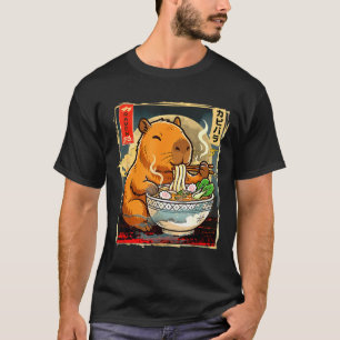 Kawaii Capybara Eating Ramen Noodles Anime Gift Gi T-Shirt