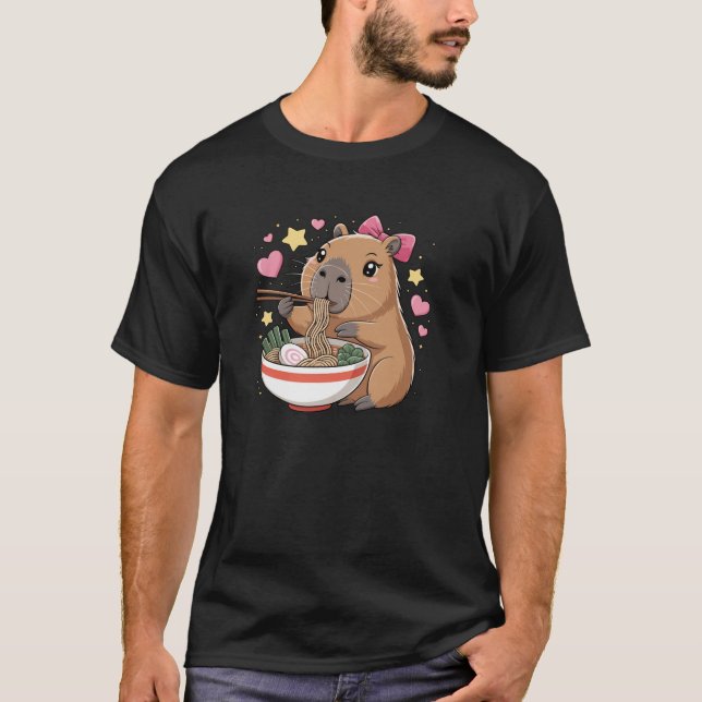 Kawaii Capybara Ramen Cute Capy Lover Food Kids Gi T-Shirt (Front)