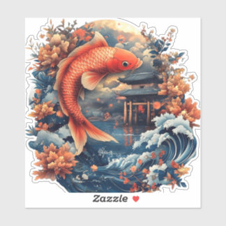 Kawaii Carp Dragon Gate Sticker Chinese Legend