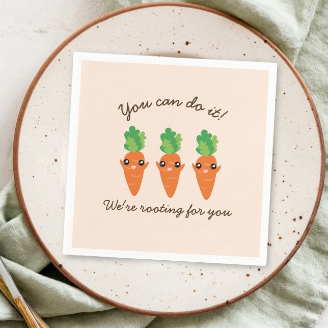 Kawaii Carrots Rooting For You Motivational Words Napkin (Creator Uploaded)