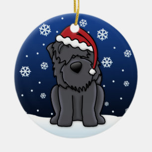Kawaii Cartoon Black Russian Terrier Christmas Ceramic Tree Decoration