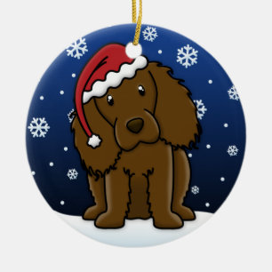 Kawaii Cartoon Boykin Spaniel Christmas Ceramic Tree Decoration