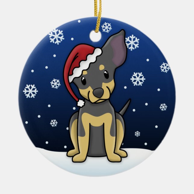 Kawaii Cartoon BT Chihuahua Christmas Ornament (Front)