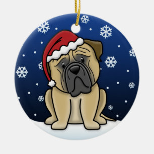 Kawaii Cartoon Bullmastiff Christmas Ceramic Tree Decoration