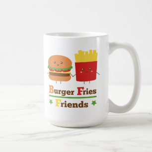 Kawaii Cartoon Burger Fries Friends BFF Coffee Mug