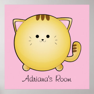 Kawaii Cartoon Cat Room Poster
