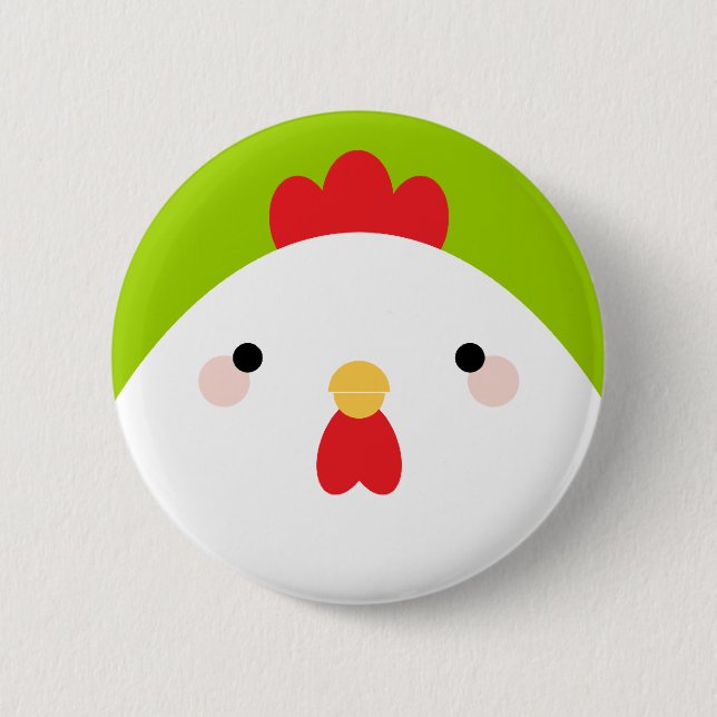 Kawaii Cartoon Chicken Pin Badge Button (Front)