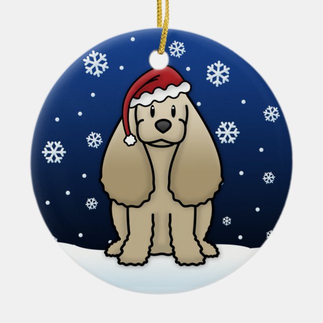 Kawaii Cartoon Cocker Spaniel Christmas Ceramic Tree Decoration (Front)