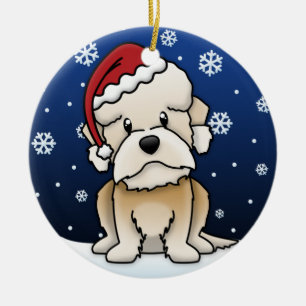 Kawaii Cartoon Dandie DInmont Terrier Christmas Ceramic Tree Decoration
