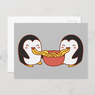 Kawaii Cartoon Eating Noodles Postcard