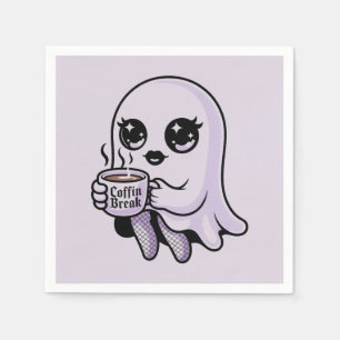 Kawaii Cartoon Ghost with Fishnet Stockings Napkin