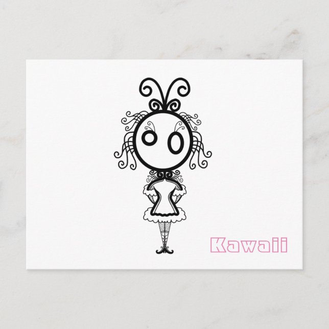 Kawaii Cartoon Girl Postcard (Front)