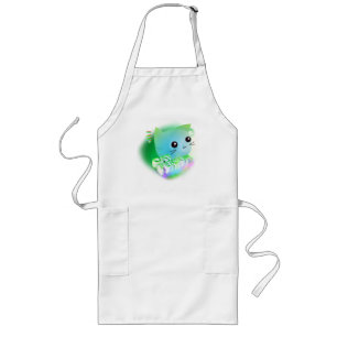 Kawaii Cartoon Kitten Long Apron