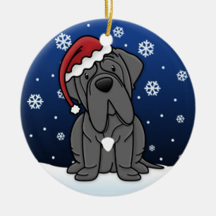 Kawaii Cartoon Neapolitan Mastiff Christmas Ceramic Tree Decoration