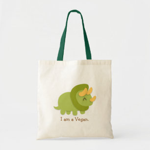 Kawaii cartoon of green and yellow Triceratops Tote Bag