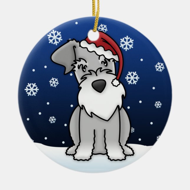 Kawaii Cartoon Schnauzer Christmas Ornament (Front)