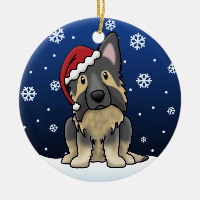 Kawaii Cartoon Shiloh Shepherd Ceramic Tree Decoration (Front)