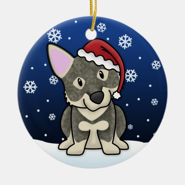 Kawaii Cartoon Swedish Vallhund Christmas Ornament (Front)