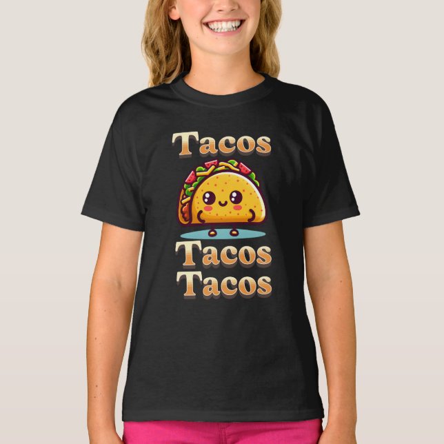 Kawaii Cartoon Tacos  T-Shirt (Front)