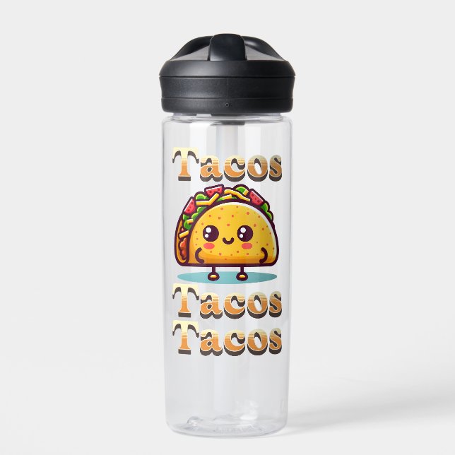 Kawaii Cartoon Tacos  Water Bottle (Front)