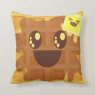 Kawaii Cartoon Waffle Butter Syrup Cute Breakfast Cushion