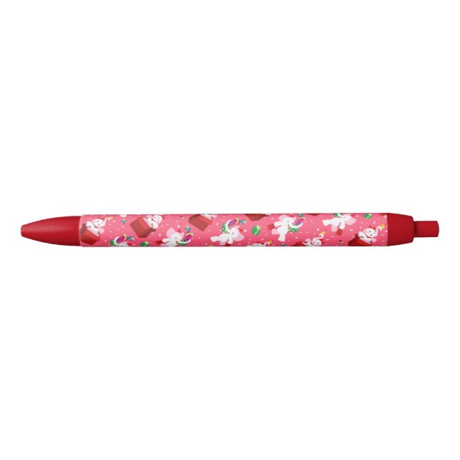 Kawaii Cartoon X-mas White Elephant Black Ink Pen (Front)