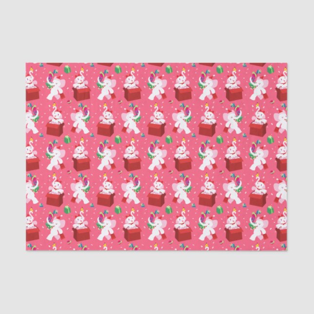 Kawaii Cartoon X-mas White Elephant Tissue Paper (Front)