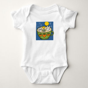 Kawaii Cat and Bunny Moon Bath Baby Bodysuit