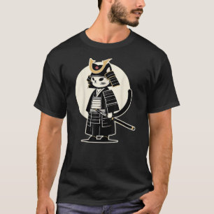 Kawaii Cat Anime Japanese Retro Samurai Novelty Fu T-Shirt