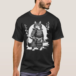 Kawaii Cat Anime Japanese Retro Samurai Novelty Fu T-Shirt