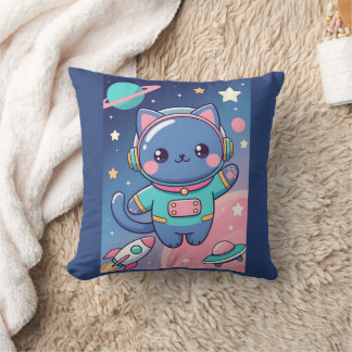Kawaii Cat Astronaut Space Adventure Cute Cosmos Cushion
