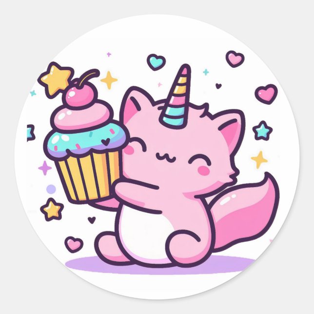 Kawaii Cat Birthday Sticker SO CUTE! (Front)
