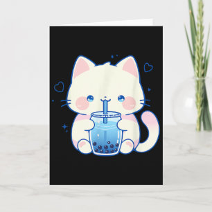 Kawaii Cat Boba Japanese Cute Aesthetic Anime Girl Card