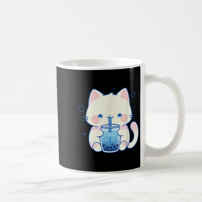 Kawaii Cat Boba Japanese Cute Aesthetic Anime Girl Coffee Mug (Right)