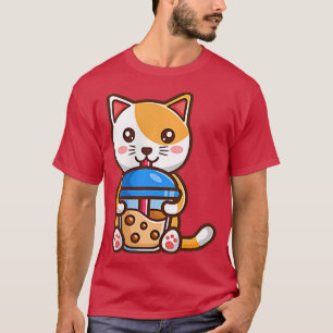 Kawaii Cat Boba Tea Buble Tea Anime Japanese Neko T-Shirt