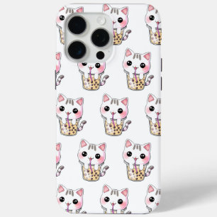 Kawaii cat bubble tea iPhone 15 pro max case
