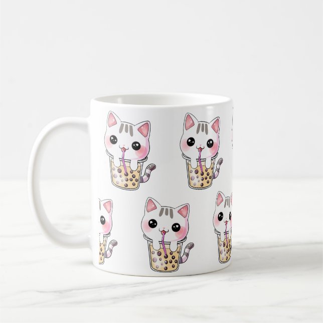 Kawaii cat bubble tea coffee mug (Left)