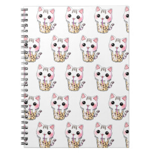 Kawaii cat bubble tea notebook