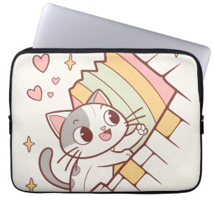 Kawaii Cat Bursting Through Laptop Cases  cute 