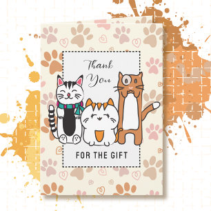 Kawaii Cat Cartoon Funny Saying Thank You Card