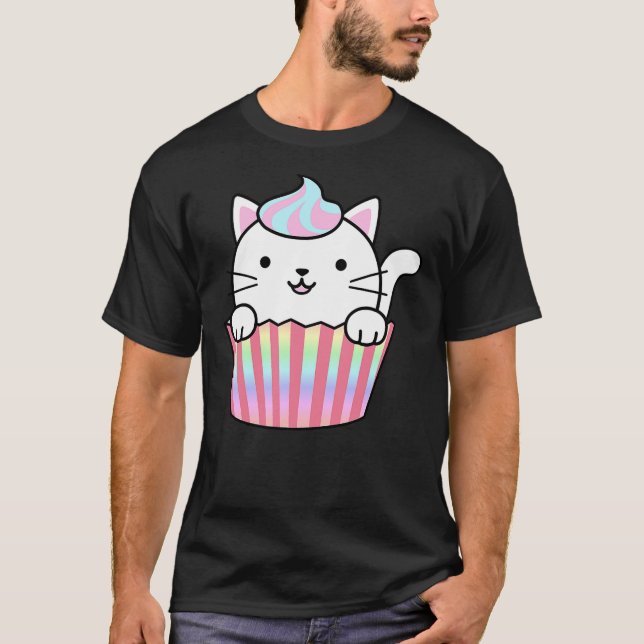 Kawaii Cat Cupcake Women Men Adults Kids Funny Cat T-Shirt (Front)